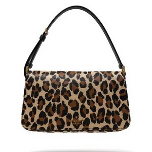 Kate Spade New York Leopard Print Shoulder Bag Faux Leather Magnetic Closure NWT